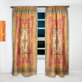 DesignQ Curtains 'Moroccan Orange Tiles Collage III' Curtains for Bedroom, Curtains for Living Room, Curtains & Drapes - Thermal Insulated - Single Panel-52x90