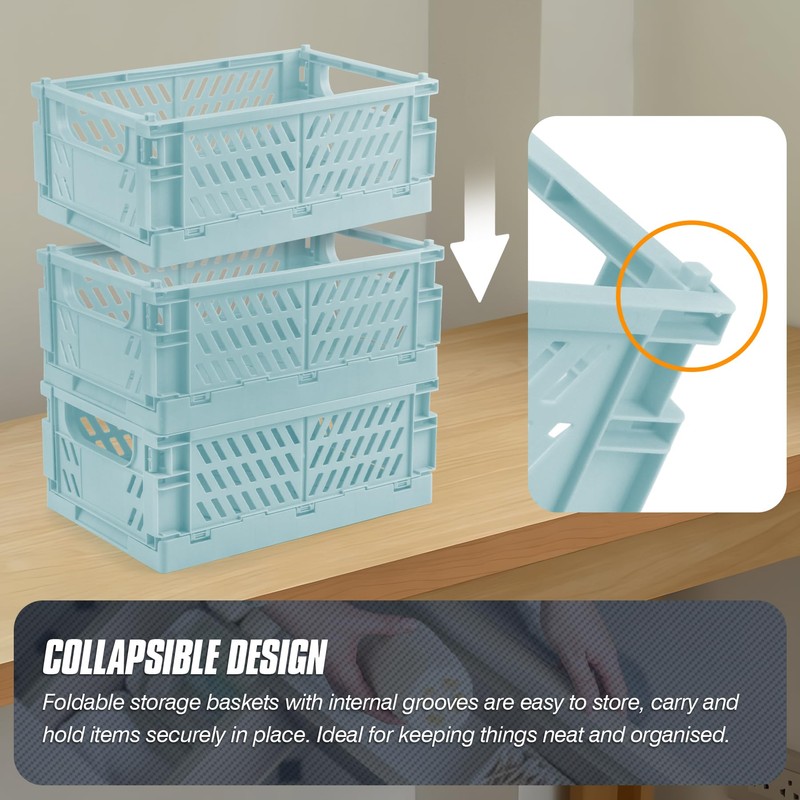 HOYA PONYOO 4 Pcs Collapsible Storage Crates, 10x6.5x4 inches Space-Saving