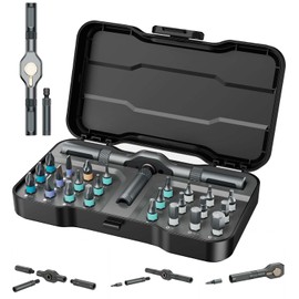 Luylmo 24-in-1 Ratchet Screwdriver Set, Mgnet Screwdriver Set, with Magnetic Screwdriver Bits, Removable T-Ratchet Handle for DIY, Electronics, Clock & Home Repair