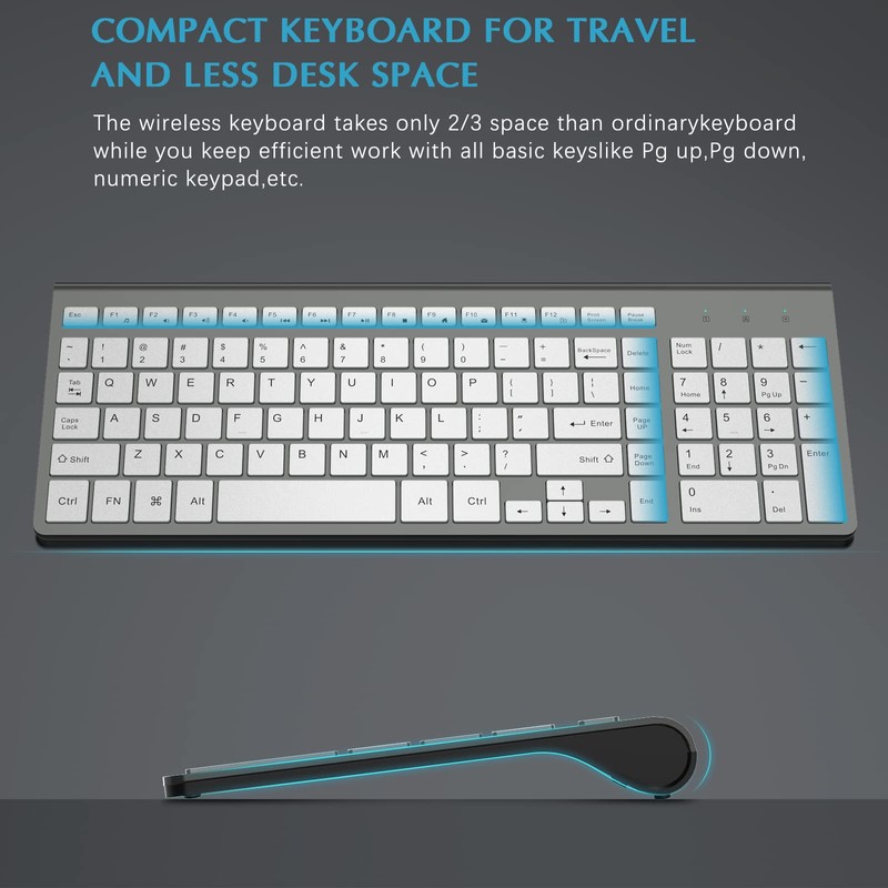 Wireless Keyboard and Mouse, J JOYACCESS Slim and Ergonomic Wireless