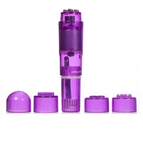 Finever Pocket Rocket Mini Beauty Facial Massager Full Body Relax Toy 4 Heads (Purple)