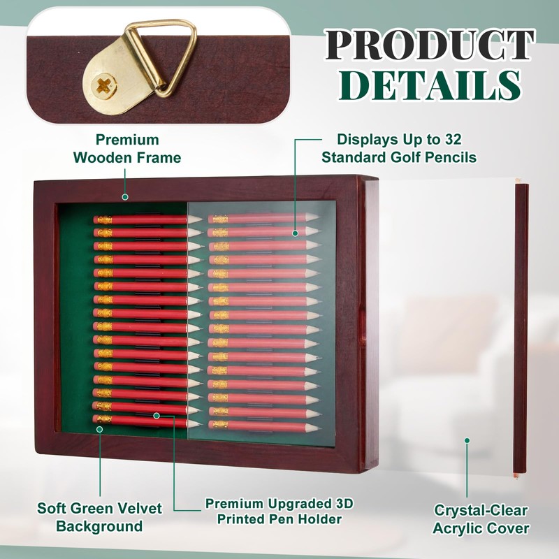 BrightRow Golf Pencil Display Case Holds 32 Round or Hexagonal