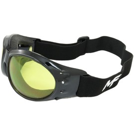 MotoFrames Vulcan Padded Shatterproof Anti-Fog Motorcycle Goggles Black Frames w/Yellow Lens