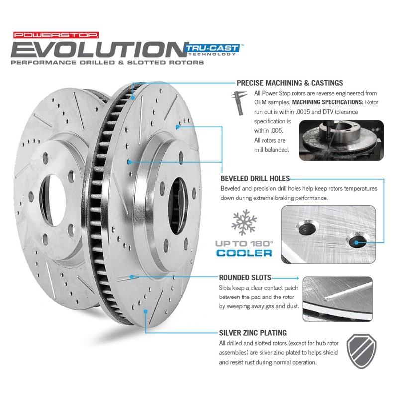 Power Stop AR8153XPR Front Drilled & Slotted Rotor Pair For