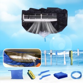 Kikepilm Air Conditioning Deep Cleaning Kit Air Conditioner Cleaning Bag with Water Hose (13 Pieces, Large, Black)