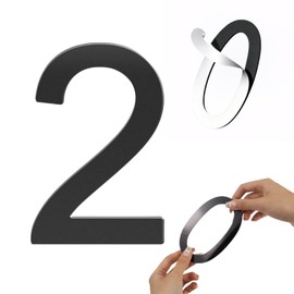 Self-adhesive 5 Inch House Numbers Acrylic House Number Modern House Numbers Black Mailbox Numbers for Outside Address Home Number for Apartments Office Hotel Room (2)