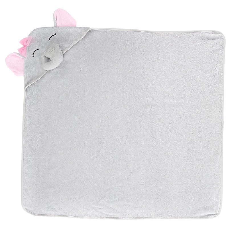 Hudson Baby Animal Face Hooded Towel for Girls, Pretty Elephant