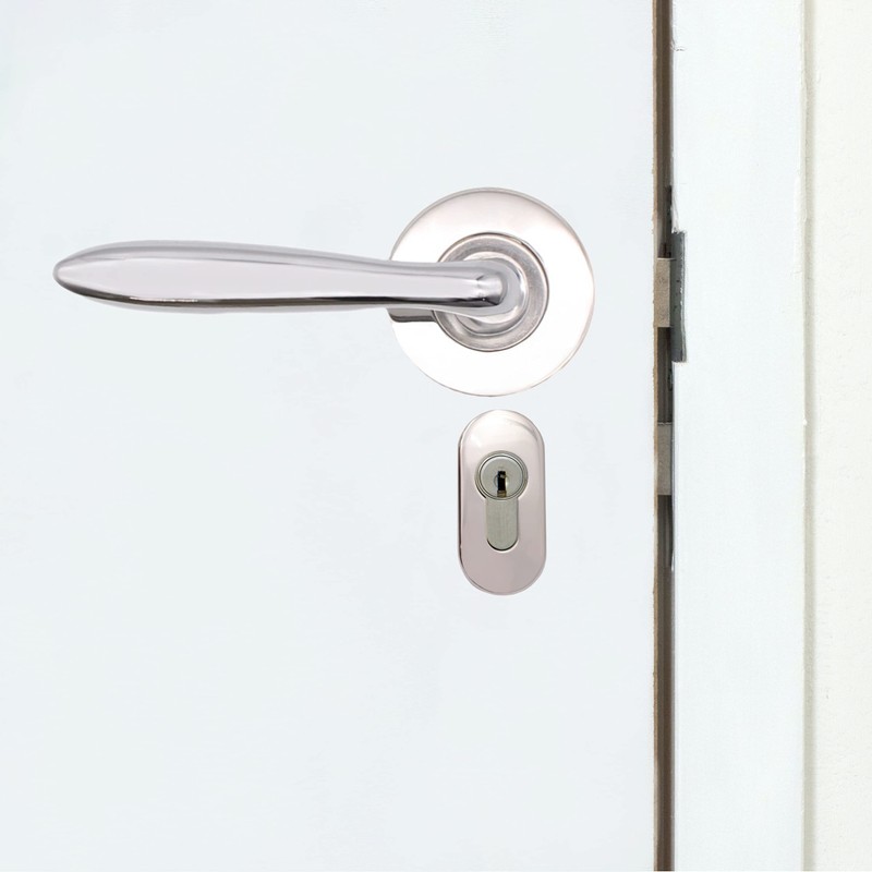 Upright Euro Escutcheon Oval Shaped Keyhole Cover - Polished Stainless