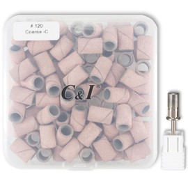 C & I Nail Sanding Bands 100 PCS Plus Upgrade Mandrel 1 PC, Nail Drill Bits for Acrylic Gel Nails Remove, Natural Nails Buffer for Nail Prep and Nail Shiner (Pink, #120 Coarse)