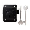 Surface-Mount Rim Lock, 76mm 3", Black Metal with 2 Keys