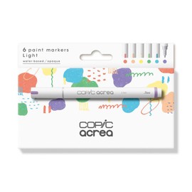 Copic acrea Set of 6 Light Paint Markers with Water and Pigment-Based Ink, Line Width 0.8 - 1.2 mm