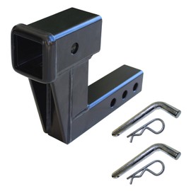 MaxxHaul 50909 Trailer Hitch Riser for 2 inch Receiver with 6 inch Rise & Drop with Solid Shaft, with 2 Pack Hitch Pins