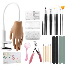 Saycker 227pcs/set Practice Hand For Acrylic NailsFlexible Model Hand Practice Clear