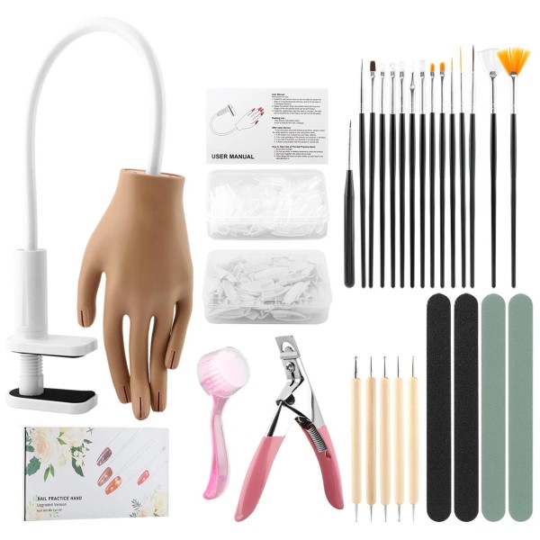 Saycker 227pcs/set Practice Hand For Acrylic NailsFlexible Model Hand Practice