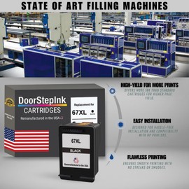 DoorStepInk 67XL Black Remanufactured Ink Cartridge Replacement for HP 67XL (3YM57AN) — Compatible with DeskJet 1255/2700/2755/4100/4155 Series — High Yield 1-Pack