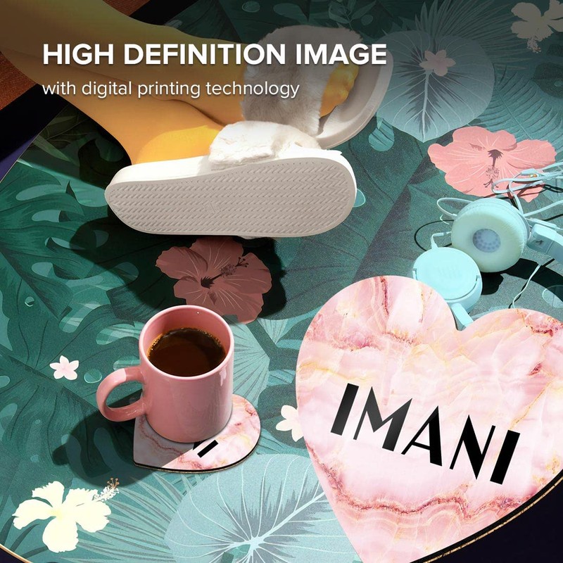 1 x Heart Coaster - Name Imani Marble Stone Texture