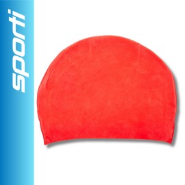 Sporti Long Hair Silicone Swim Cap - Red