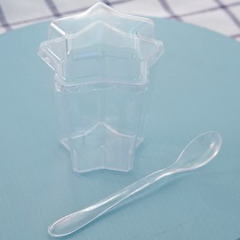 40 count Star Dessert cup 4.5 OZ with Lids and Spoons Clear Plastic Dessert Cups Mini Tumbler Serving Cups Party Desserts Appetizers Fruit Parfait Trifle Mousse Pudding