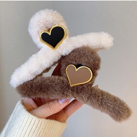 Korean Style Velvet Autumn/Winter Hair Claw Clip for Women - Elegant Back Hair Accessory Large 97 One Size/Dark Brown 20ea