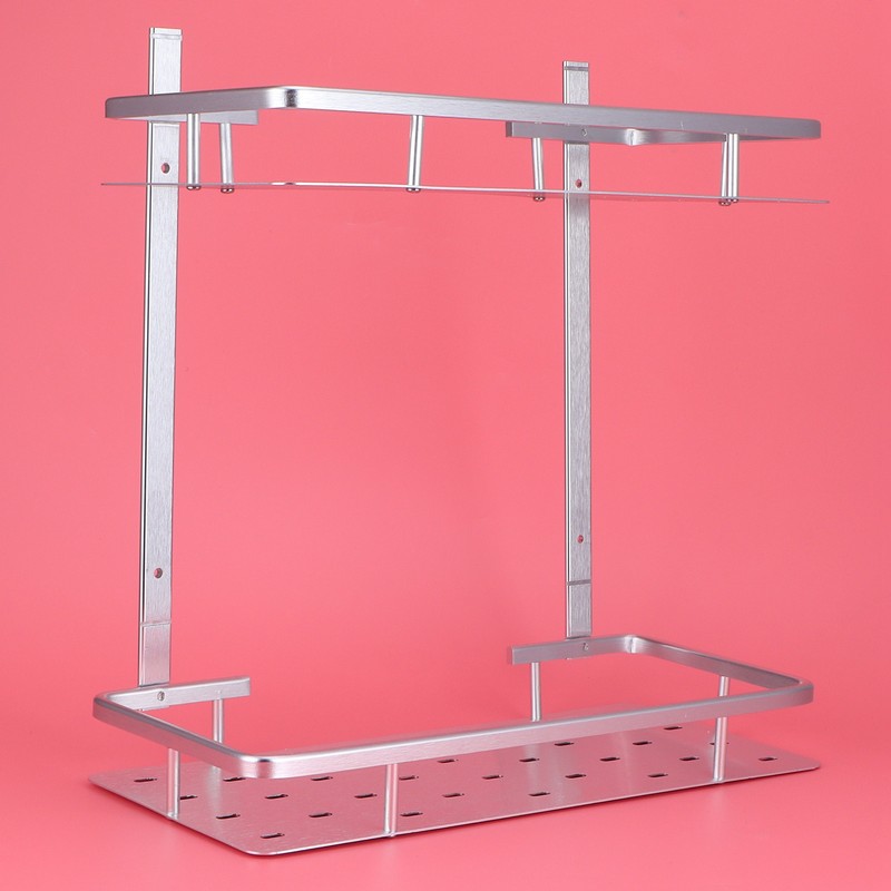 Space Aluminum Bathroom Shelf RustProof Shower Rack Kitchen Storage Basket