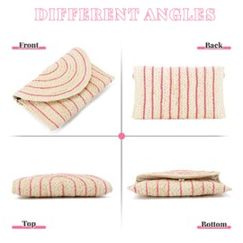 Freiesoldaten Women Straw Clutch Bag Summer Beach Handwoven Envelope Wallet Crossbody Handbags, pink