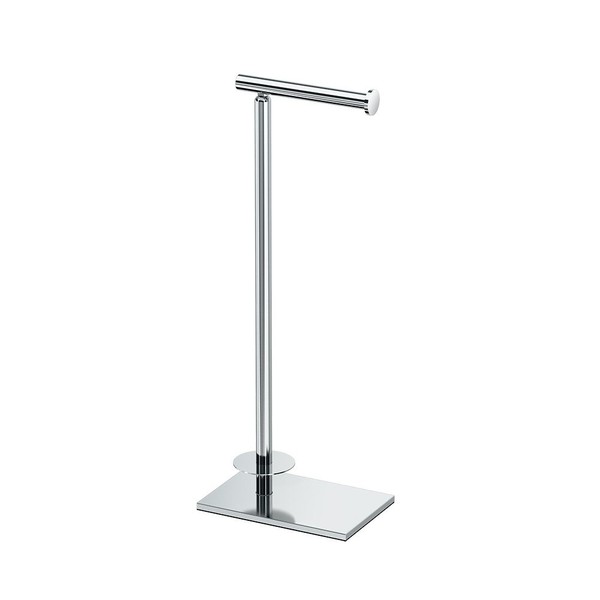 Gatco 1443C Modern Square Base Toilet Paper Holder Stand with Storage, Chrome, 21.13"H