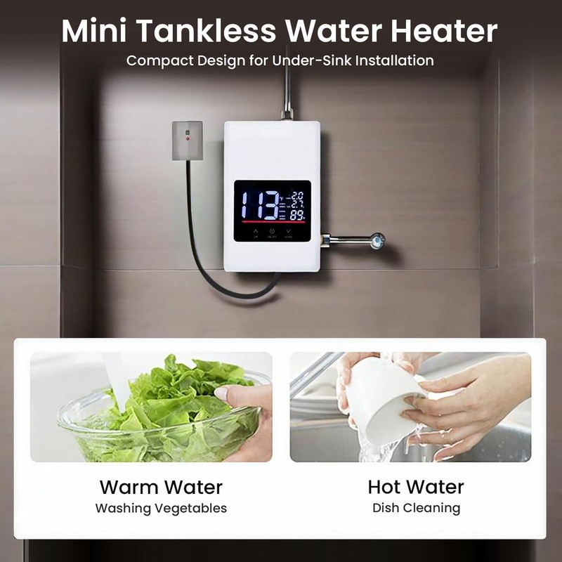 Upgraded Tankless Water Heater Electric 110V Under Sink Small Hot