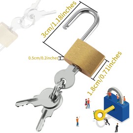 Pack of 5 Small Padlocks with 3 Keys, ARPDJK 1.8 cm x 3 cm Brass Weatherproof Lock for Suitcase, Padlock Keyed Alike for Luggage, Travel, Bag, Locker Diaries, Drawers