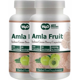 WAY 4 ORGANIC W4O Amla Fruit Extract Capsules - 180 Pills, 90 Servings, 1000 mg, Amalaki Fruit - Pack of 2