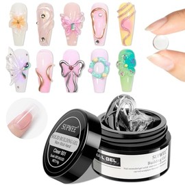 SUPWEE Solid Builder Gel Nail Extension, 14 g Multifunctional Clear 3D Gel Nail Art Non-Stick Hand Sculptures Builder Gel for Carving Patterns Embossing for Nails Manicure (0.49 fl oz)