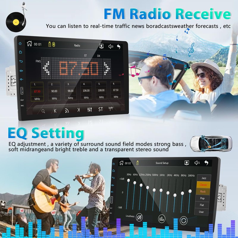 9 Inch Car Stereo Single Din Radio with Wireless Apple