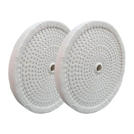 PURUI 2PC 6 Inch Polishing Buffing Wheels for Bench Grinder Spiral Sewn with 1/2" Arbor Hole and 1/2" Thickness White Cotton for Final Finishing on All Metals