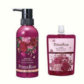 Primarose Hayawaza Color Shampoo (Dark Brown) Main Product 300mL + TR Mini Size 80g / 【 1 Bottle 5 Functions / Gray Hair Care 】 Elegant Rose Fragrance, No Diamine Dye, Paraben-Free, White Hair Shampoo