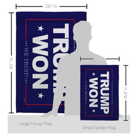 Trump Flag Trump Won Garden House Flag Kit Patriotic 2024 President Republican Party United States American Election Decoration Banner Small Yard Gift Double-Sided, Made in USA
