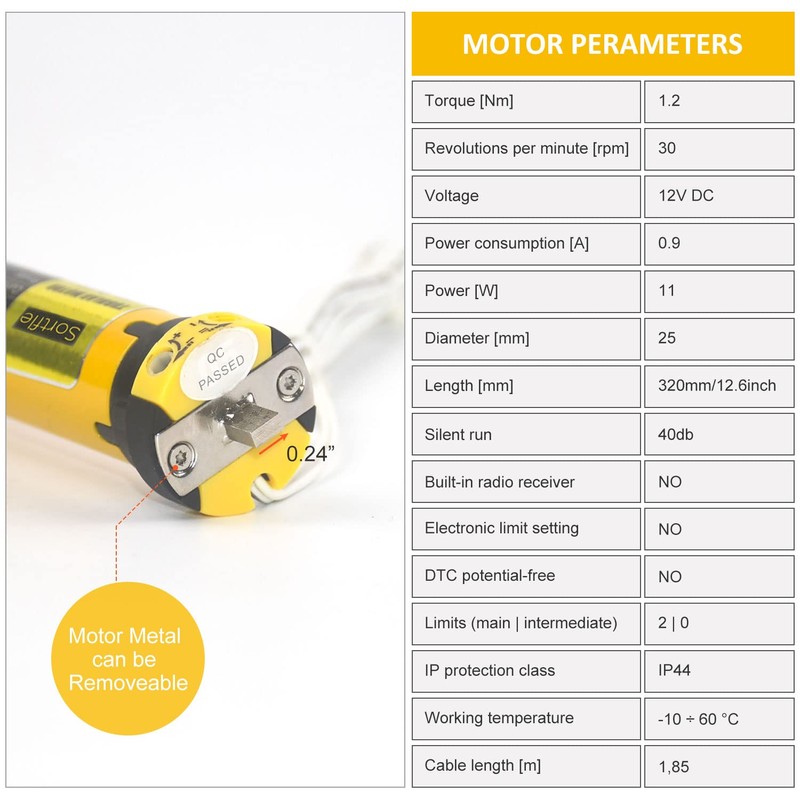 Sortfle 12V DC Hardwired RV Shade Motor Replacement RV Blind