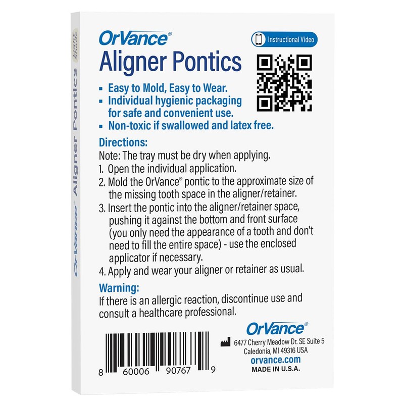 ORVANCE Aligner Pontics - Light Shade (16 Count) | Fills