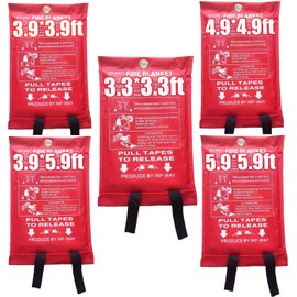 Inf-way Emergency Fire Blanket for Home and Kitchen, 5 Size for Choice, 4 Pack Large Fire Blanket 3.9x3.9ft