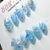 Handmade nail tips in the undersea world - Coffin /