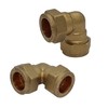 Pipestation® 15mm Brass Compression Elbows Angled Pipe Connectors for Copper