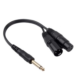 euroharry 30cm Microphone 3-Pin Male & Female XLR Y Splitter to 6.35mm Male TS Male Mono Unbalanced Microphone Cable Audio Signals