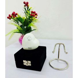 White Heart Urn with Foot Print for Human Ashes Keepsake - Small Heart Shaped Urn with Stand White Urn for Ashes Small Urn Keepsake Honor Your Loved One with a Mini Cremation Urn