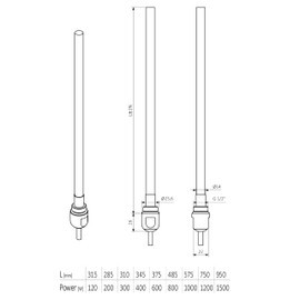Terma Heating Element, Grey Wire, 400w