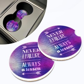 SAYOUZ Cup Holder Coasters Inspirational and Encouraging Quote Car Coasters for Cup Holder,2Pcs Universal Anti Slip Car Coaster with Finger Notch and Cork Base Removable Auto Accessories for Woman