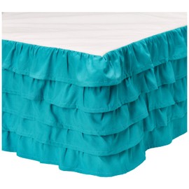 Elegant Comfort Luxurious Premium Quality 1500 Thread Count Wrinkle and Fade Resistant Egyptian Quality Microfiber Multi-Ruffle Bed Skirt - 15inch Drop, Queen, Turquoise