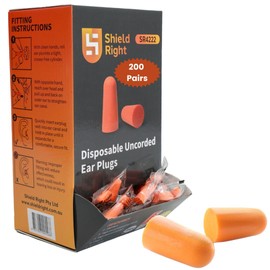 Shield Right 200 Pairs Ear Plugs, Uncorded, Individually Packaged, for Sleeping Hearing Protection Travel, Study, Concentration, Construction Site (Orange, One Size)