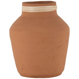 Foreside Home & Garden Natural Handthrown Terracotta & Rattan Vase