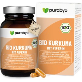 Organic Turmeric Capsules | In Glass | 300 mg Curcuminoids | Pure Natural in Organic Quality | Vegan