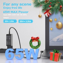 65W Charging Cable Laptop Power Supply for Lenovo Ideapad 100 100S 110 110S 120 120S 310 320 330S S340 510 710S, Flex 4 1470 1580 1130 Flex 5 1570 1470 ADL44 5WCC ADL X65 CCGU2A PA-1450-55LL 20V 3.25A