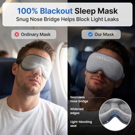 Weighted Blackout Sleep Mask for Women & Men, 3D Contoured Lash-Friendly Eye Mask for Sleeping, Zero Eye Pressure Light Blocking Blindfold, Travel Essential for Flights & Night Rest, Grey