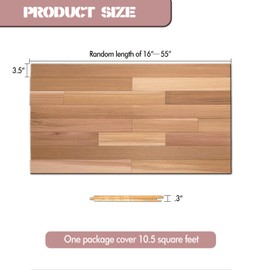 Western Red Cedar Wall Panels, 3.5" Wx16-55" L Wood Planks for Walls, Accent Wall Panels for Interior and Exterior Wall Decor (10.5 Square Feet)